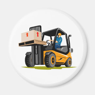 forklift truck retro magnet