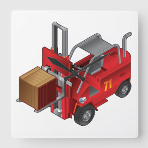 Forklift Truck Square Wall Clock