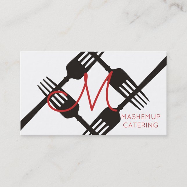 Forks monogram chef catering business card (Front)