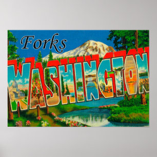 Forks, Washington - Large Letter Scenes Poster