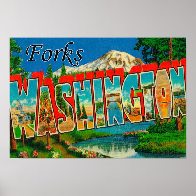 Forks, Washington - Large Letter Scenes Poster (Front)