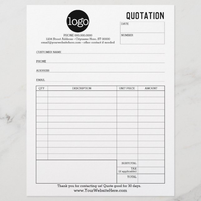 Form Business Quotation - Flexible Type Areas Flyer (Front)