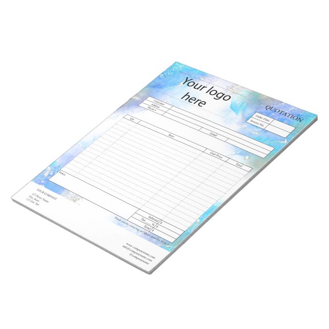 Form Business Quotation, Invoice or Sales Receipt  Notepad (Angled)