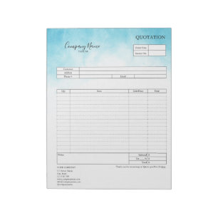 Form Business Quotation, Invoice or Sales Receipt Notepad