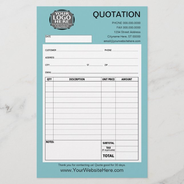 Form - Business Quotation or Invoice (Front)