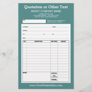 Form Business Quotation or Invoice Can edit colour
