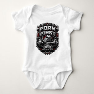 Form First Metallic Gym Emblem Badge Illustration Baby Bodysuit