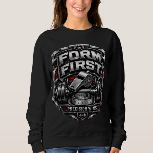 Form First Metallic Gym Emblem Badge Illustration Sweatshirt