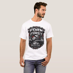 Form First Metallic Gym Emblem Badge Illustration T-Shirt