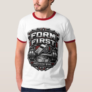 Form First Metallic Gym Emblem Badge Illustration T-Shirt