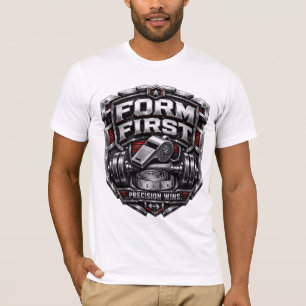Form First Metallic Gym Emblem Badge Illustration T-Shirt
