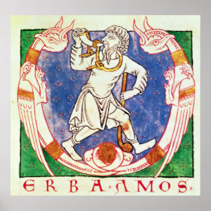 Form of two winged creatures with entwined poster