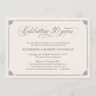 Formal 30th Anniversary Invitations
