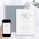 Formal 50th Birthday Dusty Blue Classic Script Invitation<br><div class="desc">Celebrate the big 5-0 in style! Take your birthday celebration to the next level with this formal 50th Birthday Dusty Blue Classic Script Invitation. With a classic dusty blue text box on a white background, personalised details can be included in a modern hand lettered calligraphy. Add an extra bit of...</div>
