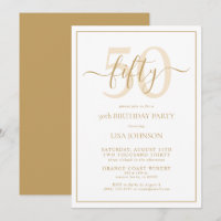 Formal 50th Birthday Gold Classic Script