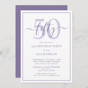 Formal 50th Birthday Lilac Lavender Classic Script Invitation