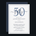 Formal 50th Birthday Navy Blue Classic Script Invitation<br><div class="desc">Celebrate the big 5-0 in style! Take your birthday celebration to the next level with this formal 50th Birthday Navy Blue Classic Script Invitation. With a classic Navy Blue text box on a white background, personalised details can be included in a modern hand lettered calligraphy. Add an extra bit of...</div>