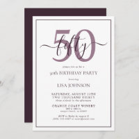 Formal 50th Birthday Plum Purple Classic Script