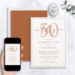 Formal 50th Birthday Terracotta Classic Script Invitation<br><div class="desc">Celebrate the big 5-0 in style! Take your birthday celebration to the next level with this formal 50th Birthday Terracotta Classic Script Invitation. With a classic terracotta text box on a white background, personalised details can be included in a modern hand lettered calligraphy. Add an extra bit of sophistication with...</div>