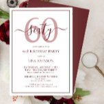 Formal 60th Birthday Burgundy Classic Script Invitation<br><div class="desc">Celebrate the big 6-0 in style! Take your birthday celebration to the next level with this formal 60th Birthday Burgundy Classic Script Invitation. With a classic burgundy text box on a white background, personalised details can be included in a modern hand lettered calligraphy. Add an extra bit of sophistication with...</div>