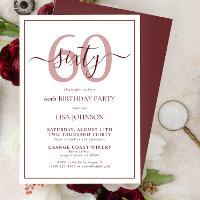 Formal 60th Birthday Burgundy Classic Script