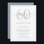 Formal 60th Birthday Dusty Blue Classic Script Invitation<br><div class="desc">Celebrate the big 6-0 in style! Take your birthday celebration to the next level with this formal 60th Birthday Dusty Blue Classic Script Invitation. With a classic dusty blue text box on a white background, personalised details can be included in a modern hand lettered calligraphy. Add an extra bit of...</div>