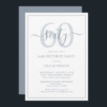 Formal 60th Birthday Dusty Blue Classic Script Invitation<br><div class="desc">Celebrate the big 6-0 in style! Take your birthday celebration to the next level with this formal 60th Birthday Dusty Blue Classic Script Invitation. With a classic dusty blue text box on a white background, personalised details can be included in a modern hand lettered calligraphy. Add an extra bit of...</div>