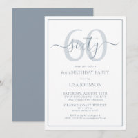 Formal 60th Birthday Dusty Blue Classic Script
