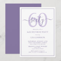 Formal 60th Birthday Lilac Lavender Classic Script