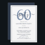Formal 60th Birthday Navy Blue Classic Script Invitation<br><div class="desc">Celebrate the big 6-0 in style! Take your birthday celebration to the next level with this formal 60th Birthday Navy Blue Classic Script Invitation. With a classic Navy Blue text box on a white background, personalised details can be included in a modern hand lettered calligraphy. Add an extra bit of...</div>