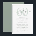 Formal 60th Birthday Sage Green Classic Script Invitation<br><div class="desc">Celebrate the big 6-0 in style! Take your birthday celebration to the next level with this formal 60th Birthday Sage Green Classic Script Invitation. With a classic sage green text box on a white background, personalised details can be included in a modern hand lettered calligraphy. Add an extra bit of...</div>