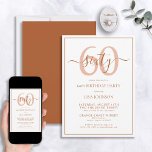Formal 60th Birthday Terracotta Classic Script Invitation<br><div class="desc">Celebrate the big 6-0 in style! Take your birthday celebration to the next level with this formal 60th Birthday Terracotta Classic Script Invitation. With a classic terracotta text box on a white background, personalised details can be included in a modern hand lettered calligraphy. Add an extra bit of sophistication with...</div>