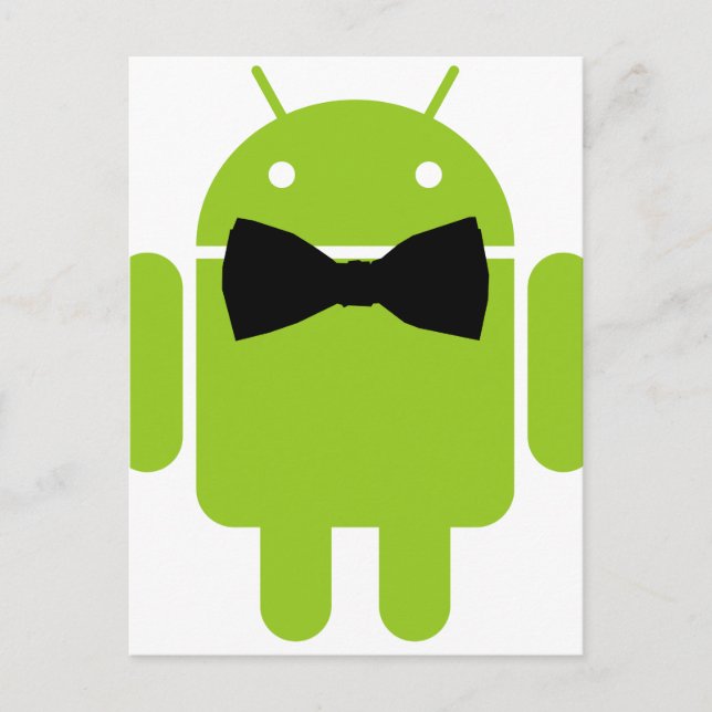 Formal Atire Green Android Robot Postcard (Front)