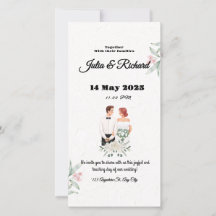 Formal Beige and Green Floral Wedding invitation