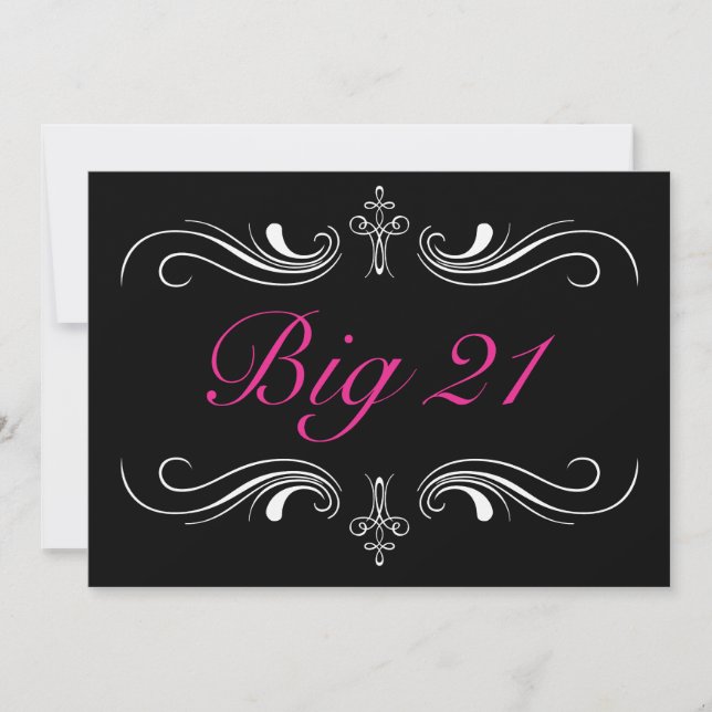 Formal Black 21st Birthday Invitation (Front)