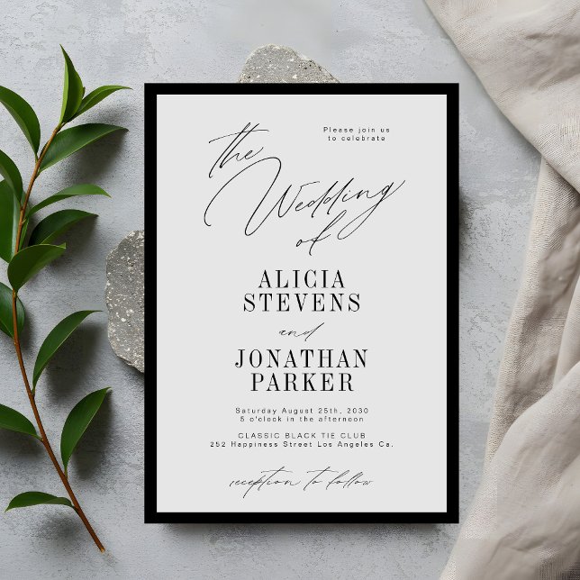 Formal black and grey classic typography wedding invitation (Creator Uploaded)