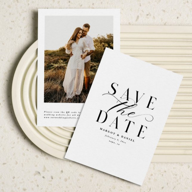 Formal Black and White Photo Save The Date QR Code (Creator Uploaded)