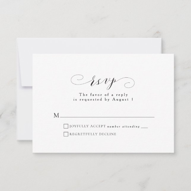 Formal black and white RSVP card (Front)
