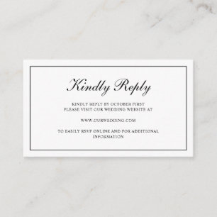 Formal Black and White RSVP Online Wedding Enclosure Card