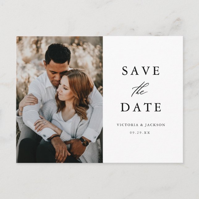 Formal Black and White Save the Date Postcard (Front)