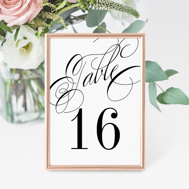 Formal Black and White Table Number Card - order 1 (Creator Uploaded)