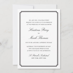 Formal Black and White Wedding Invitation
