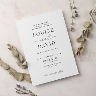 Formal black and white wedding invitation