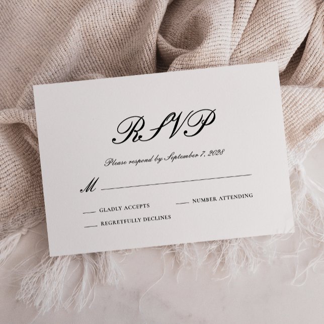 Formal Black and White Wedding RSVP Card (Creator Uploaded)