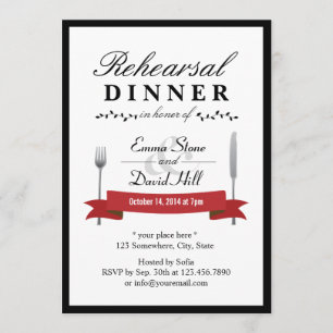 Formal Black Border Rehearsal Dinner Invitations