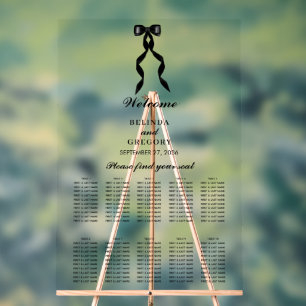 Formal Black Bow Ribbon Wedding Seating Chart