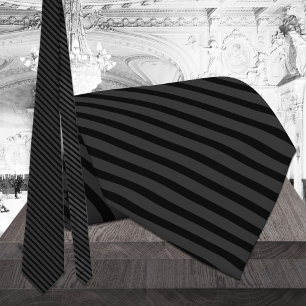 Formal Black Diagonal Tuxedo Stripe  Tie