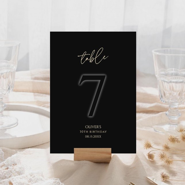 Formal Black Gold 30th Birthday Table Number 7 (Formal Black Gold 30th Birthday Table Number 7)