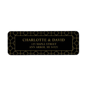 Formal Black Gold Geometric Wedding Label