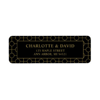 Formal Black Gold Geometric Wedding Label